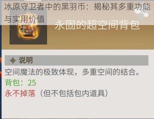 冰原守卫者中的黑羽币：揭秘其多重功能与实用价值